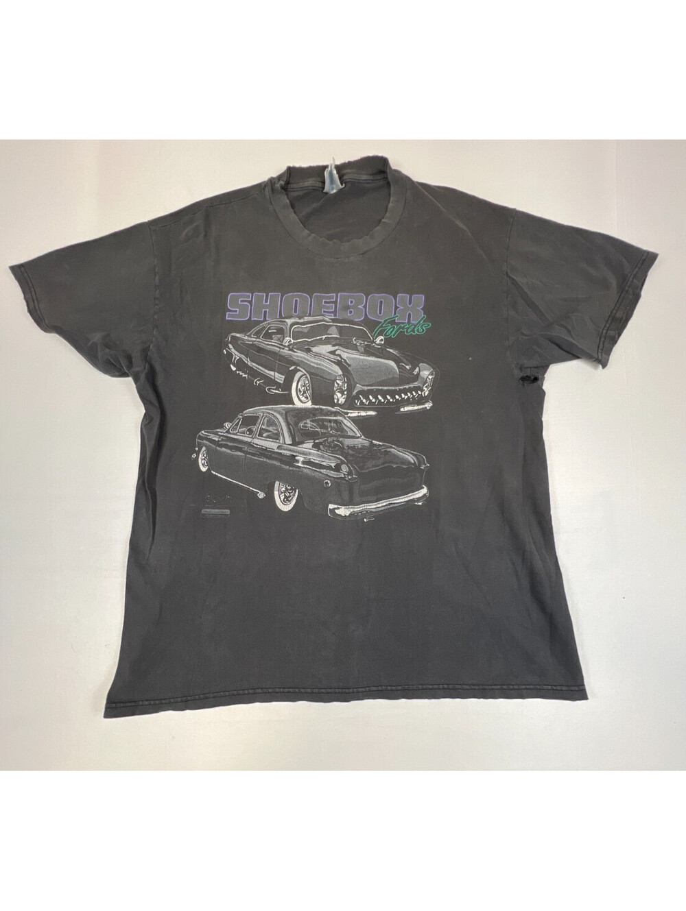 Vintage Hanes Beefy-T Men XL Black Shoebox Fords Car Graphic Tee Cotton